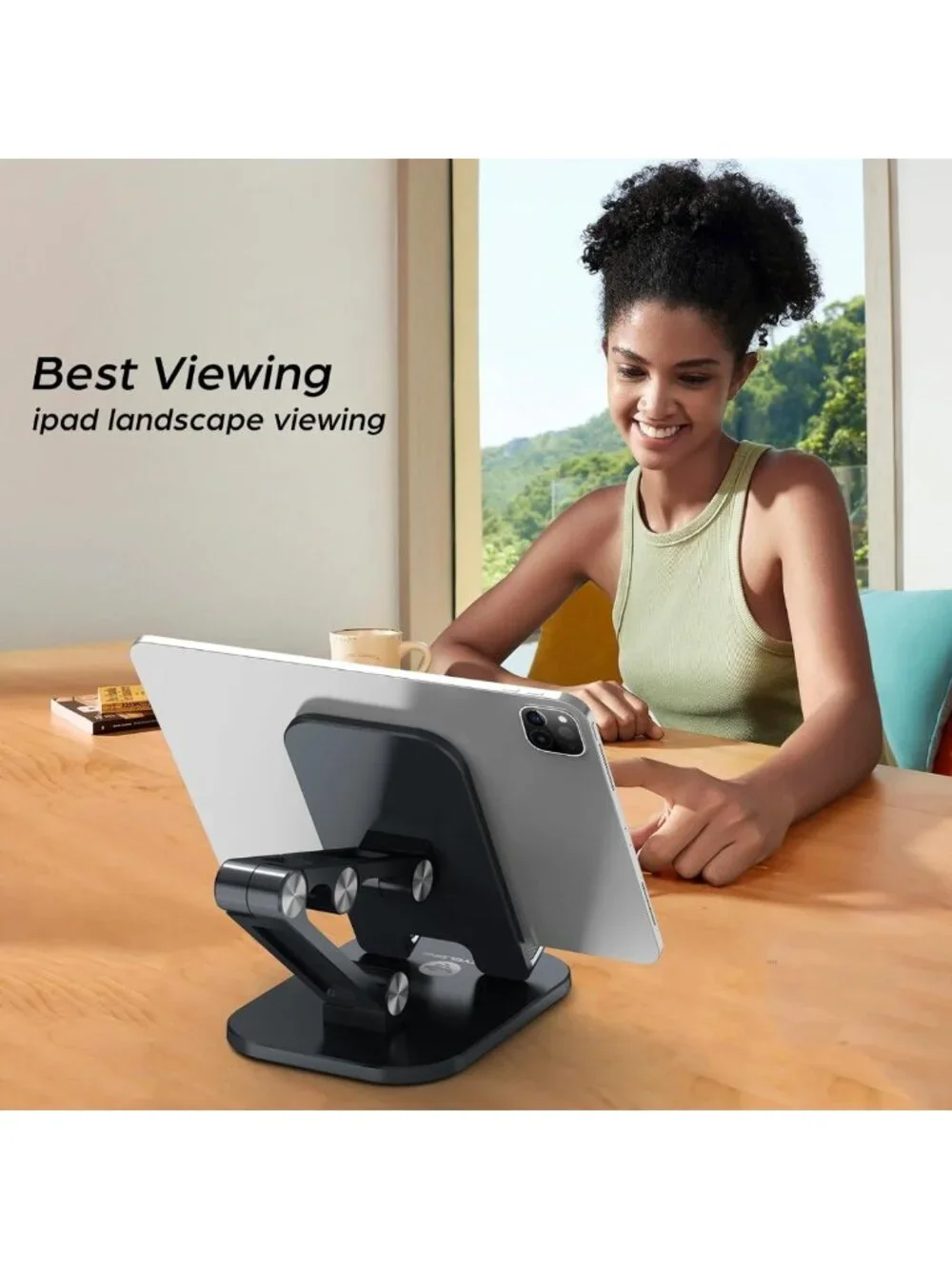 Foldable Adjustable Phone Stand Holder for Desk - Cell Phone Accessory, Black